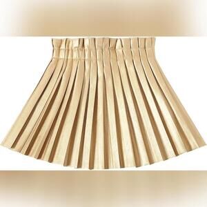 NWT WELAKEN Girls Teen Sized Faux Leather Pleated Skirt, Gold, 14 Yrs